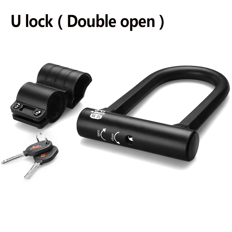 

double open candado bicicleta u lock bicycle bike lock Anti-theft Steel cycling cable lock 3 keys