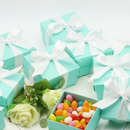 10 шт. Романтическая Свадебная подарочная коробка Tiffany Blue бумажная коробка для конфет DIY коробки для конфет и печенья свадебные принадлежности для конфет