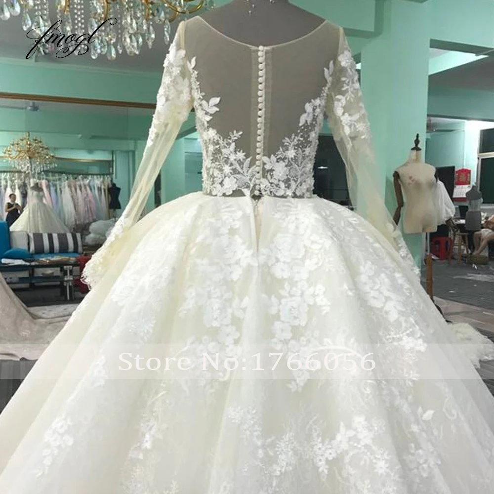 Fmogl винтажное кружевное бальное платье с длинным рукавом свадебное 2019 Аппликация