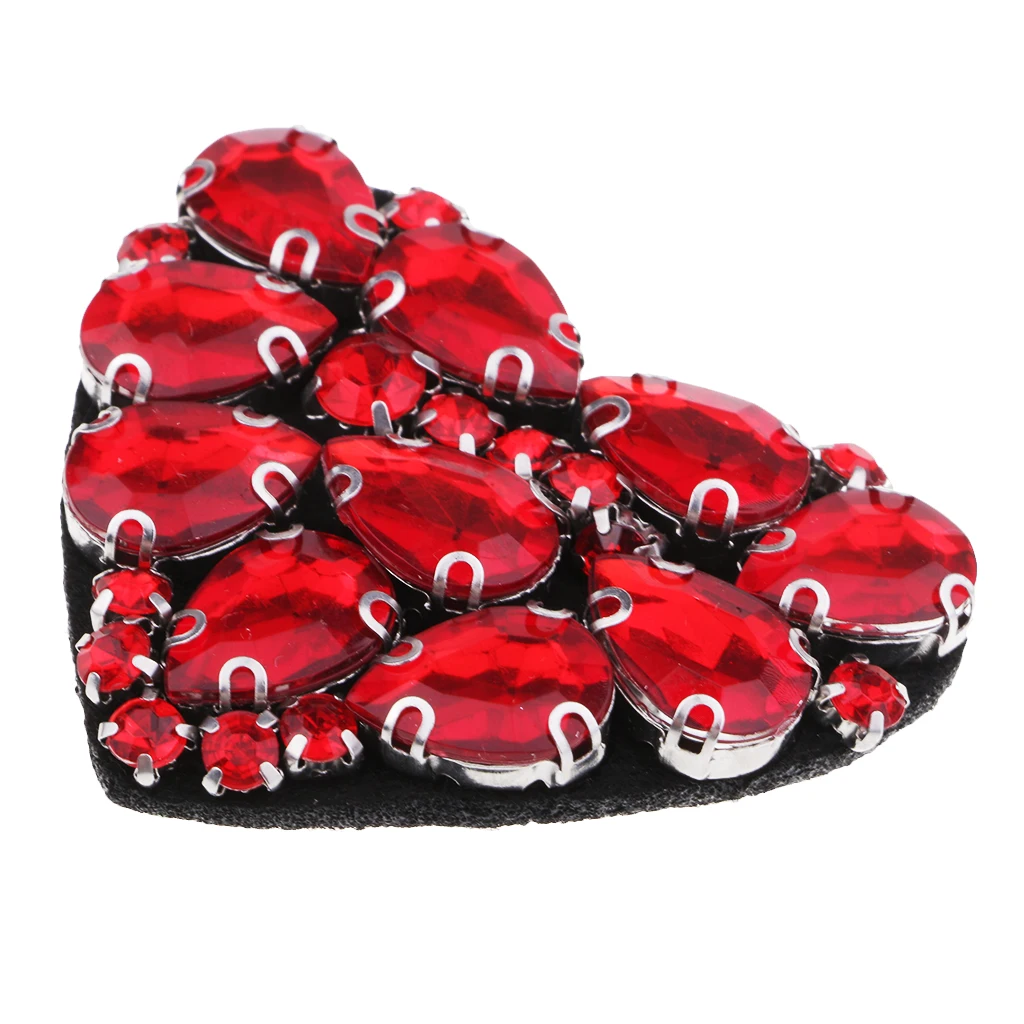 Красное Сердце бисером Стразы патч пришить на вышитые Аппликация