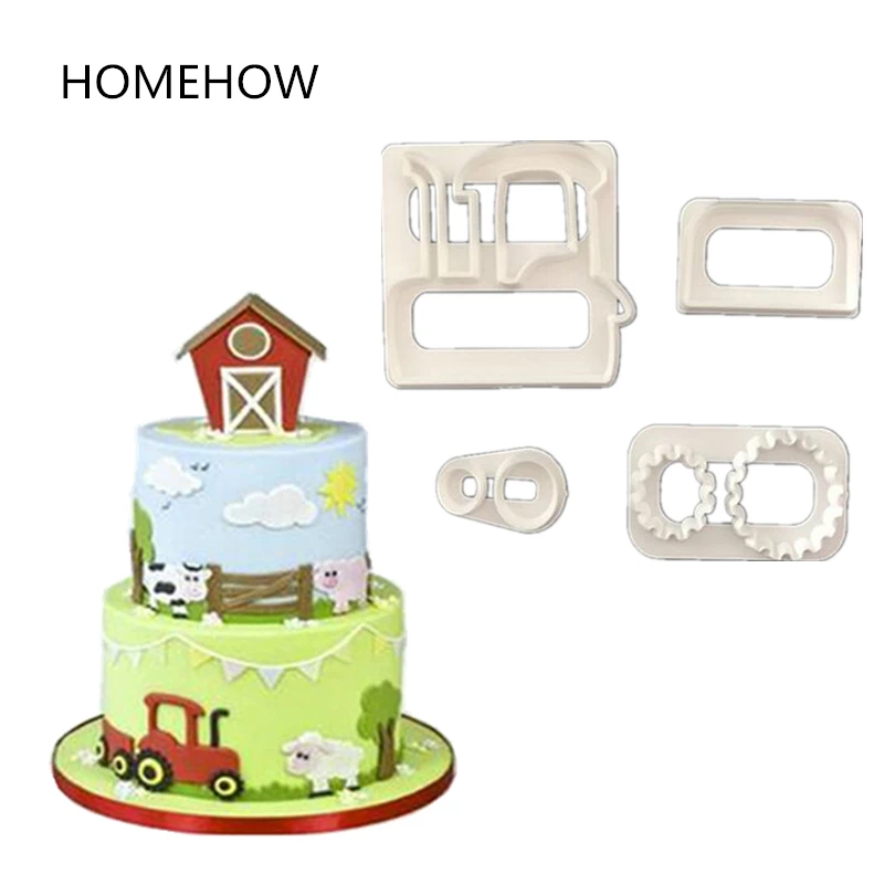 Homehow 4 шт./лот, сельскохозяйственный трактор, Пластиковая форма для торта, кухонные аксессуары, домашние пекарни, тракторная форма, форма для выпечки торта