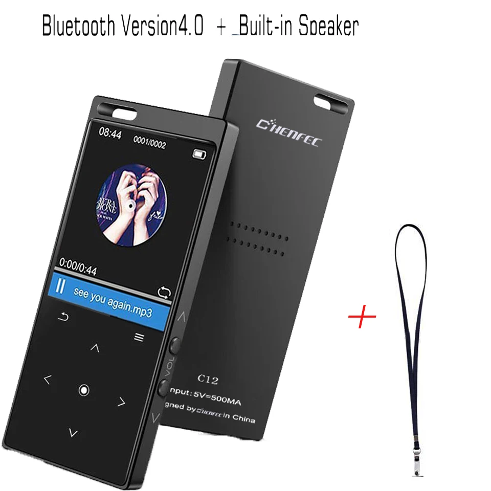 CHENFEC C12 MP3 плеер с Bluetooth 4,0 Встроенный 8 Гб динамик музыкальный плеер Поддержка FM радио Запись Иврит Русский