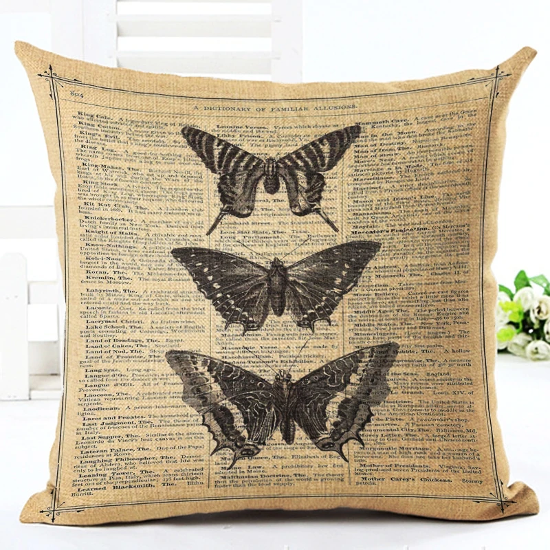 2016 Ретро стиль высокое качество подушка с бабочкой Almofadas льняная Подушка