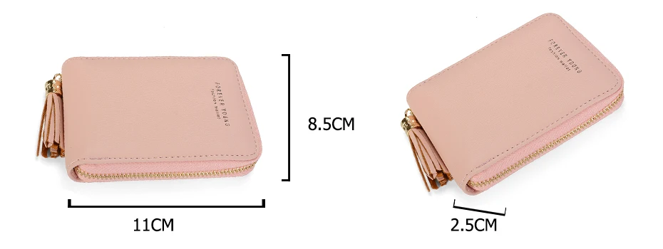 RFID кошелек держатель для карт женский кожаный маленький кошелек для монет на молнии с кисточкой клатч Держатель для фото модный известный бренд дизайнер