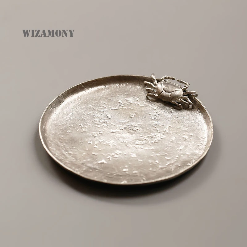 WIZAMONY 1 шт. полностью ручной работы китайская жестяная чайная тарелка поднос для