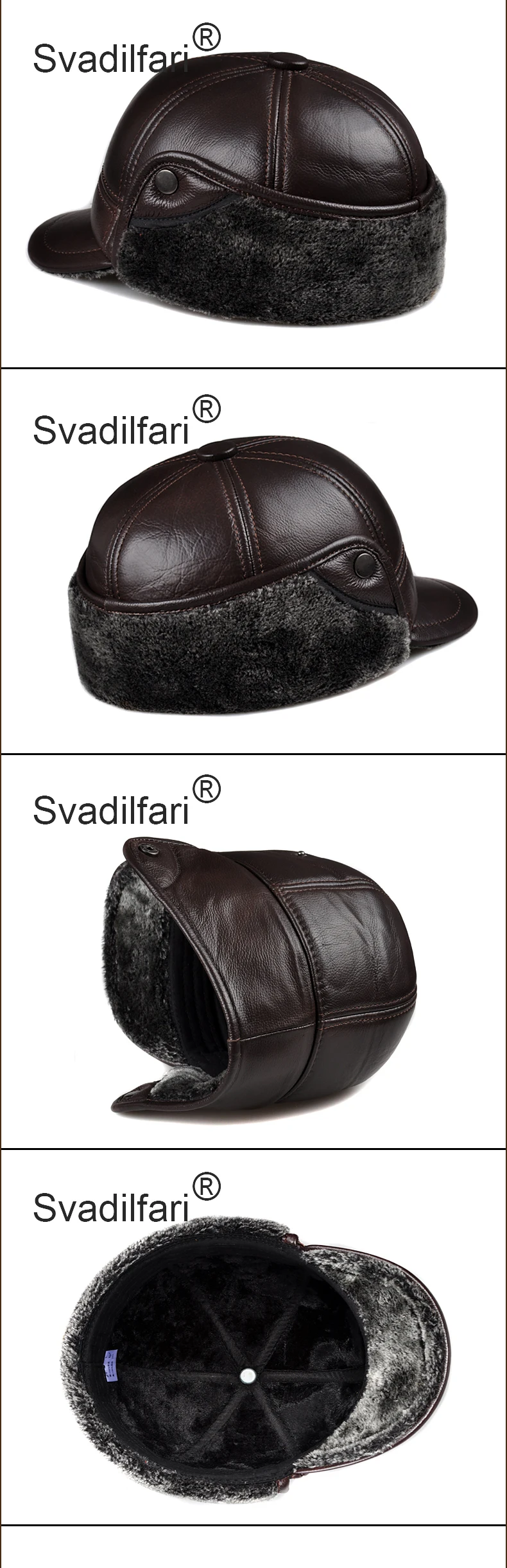 Svadilfari, Мужская бейсболка из натуральной кожи с эффектом потертости, шапки с искусственным мехом, зимняя теплая шапка с ушками, черная, коричневая, верблюжья, женская шапка