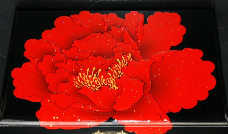 Шкатулка для украшений, антикварные ящики для хранения, ящики, китайская Лаковая посуда, лаковое искусство с замком, 21x14x8 см, цветок, Деревянный прямоугольник, свадебный подарок