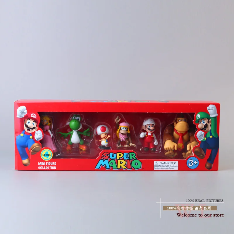 Super Mario Bros персик Дейзи жаба Марио и Луиджи Варио Луиджи Купа Донки Конг ПВХ фигурка игрушки куклы 6 шт./компл. 5 видов