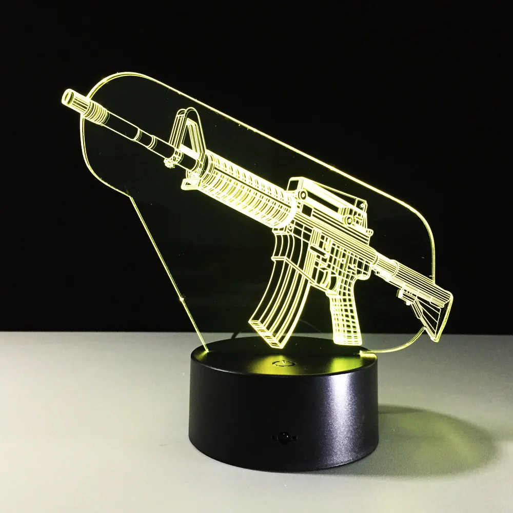 Ak пистолет 3d светодиодный ночной Светильник s Lampara Escritorio Батарея Детский ing под