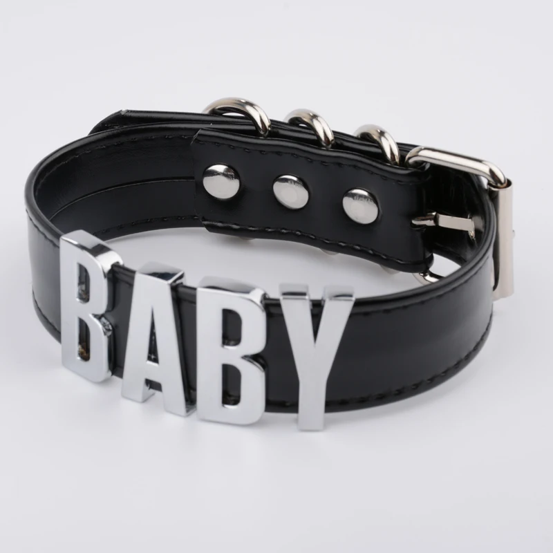 Милое имя чокер ручной работы с буквенным принтом для малышей черный воротник