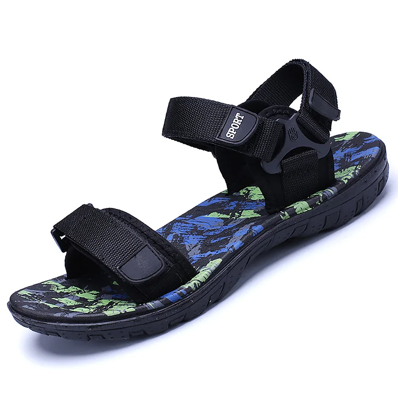 Для мужчин летняя обувь плюс Размеры 45 модные пляжные сандалии мужские граффити