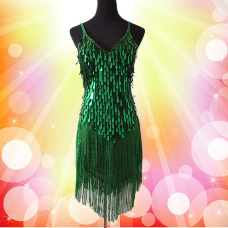 Представление сцены бахрома с блестками платье кисточками для латинских танцев