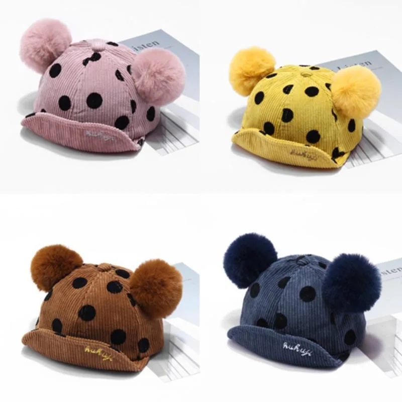 Mickey Ear Hats Children Snap Back Dots Pattern Caps Baseball Cap with Ears Autumn Winter Hip Hop Kids Baby Boy Girls | Детская одежда