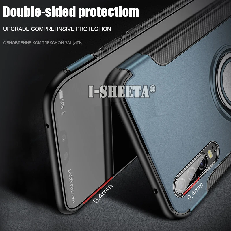 Shockproof Armor Soft Silicone Bumper Case For Huawei P Smart Plus Hard Cover P20 P30 Lite Pro 360 Metal Ring Holder |