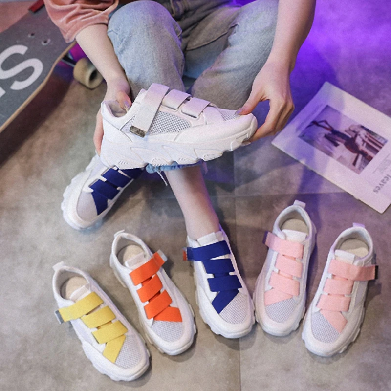 Спортивная обувь для бега на толстой подошве желтого цвета женские кроссовки