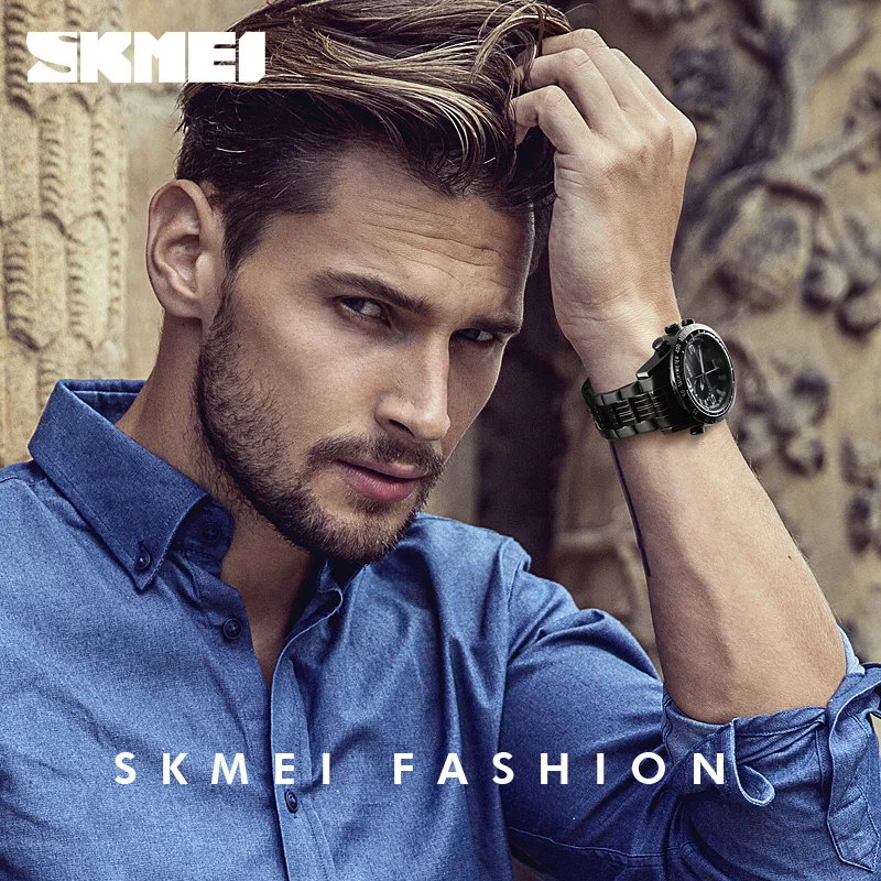 SKMEI Luxury Brand Military Waterproof Watch Men Stainless Steel Sport Digital Fashion Quartz Countdown Wristwatch Clock Relogio | Наручные
