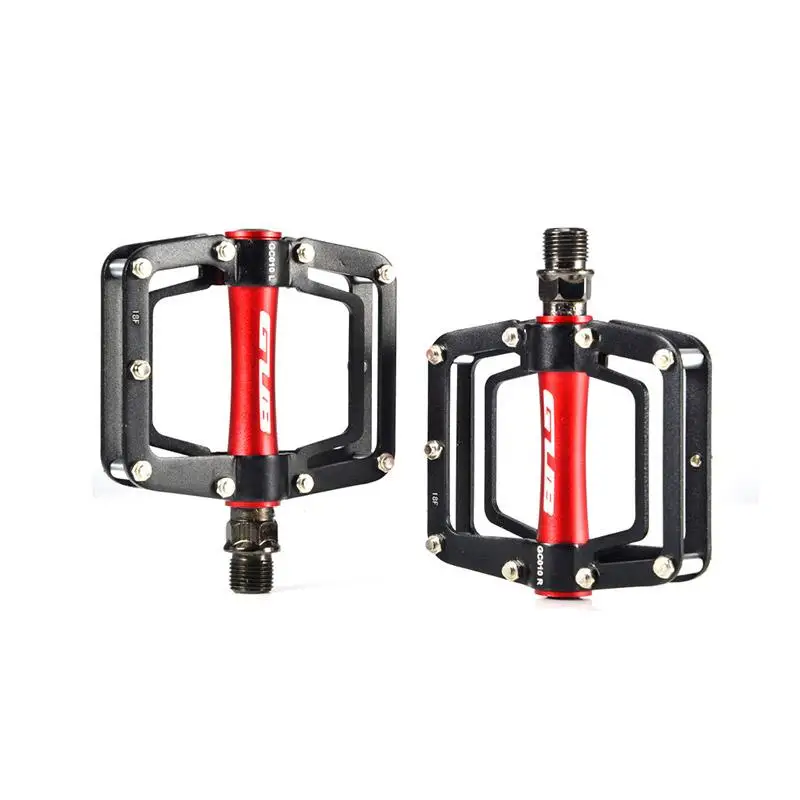 GUB GC010 красочные велосипедные педали профессиональные MTB дорожный велосипед алюминиевый сплав велосипед плоская Платформа герметичный Подшипник педали для езды - Цвет: Black-Red