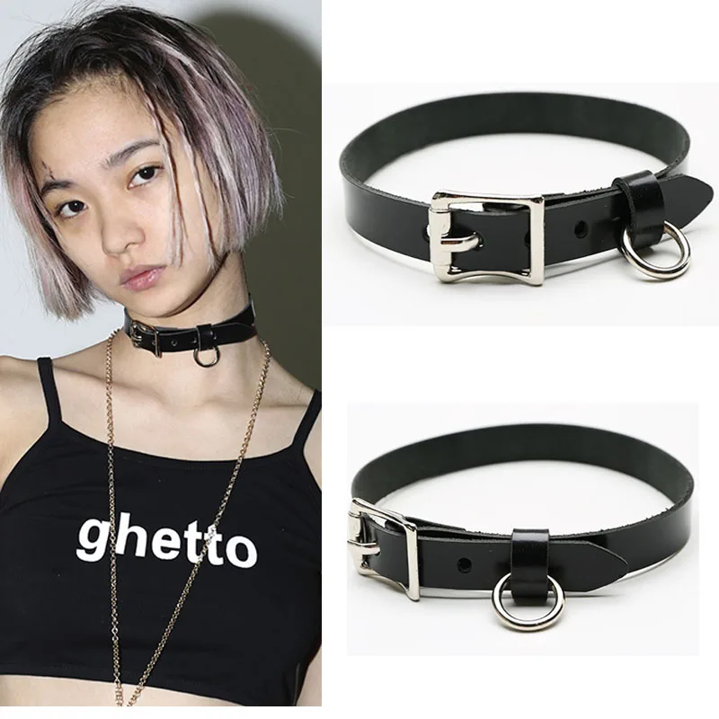 Ожерелье чокер ручной работы с металлической пряжкой и заклепками|choker collar