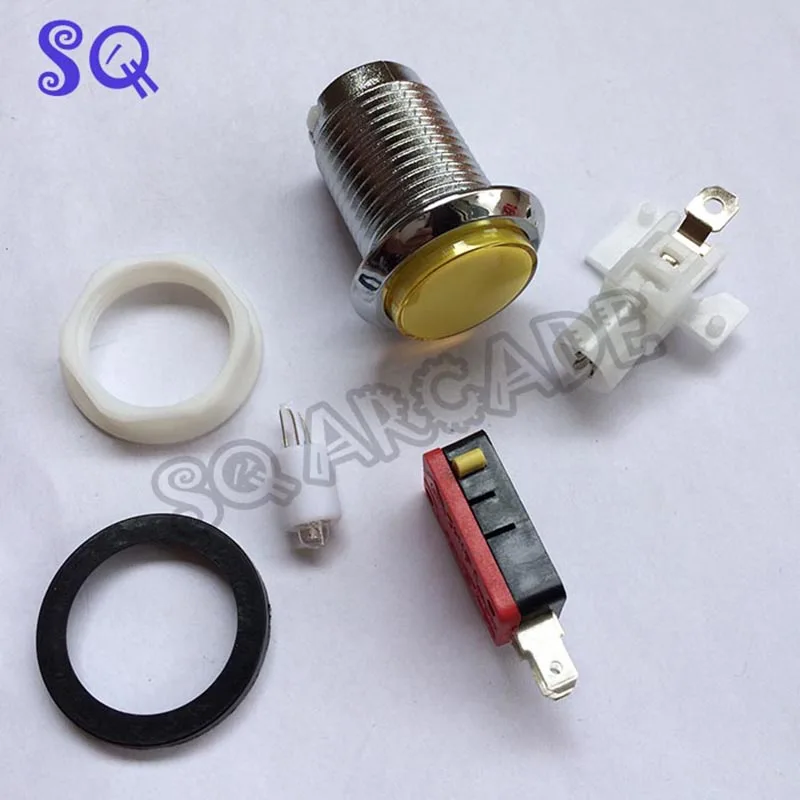 

5pcs/lot 30mm Plated Arcade Button LED 12V Illuminated Push Button with Microswitch for Arcade Games