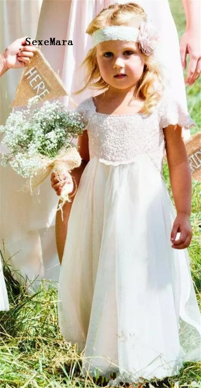 Бохо платье белого цвета и слоновой кости кружевное из шифона для девочек в