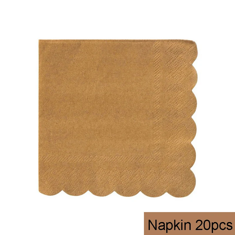 Napkin 20pcs Крафт-Бумага комплект вечерние одноразовые Одноразовая бумажная посуда салфетки под чашки соломы желтый вечерние свадебные карнавал Декор день рождения поставки - Цвет: Napkin 20pcs