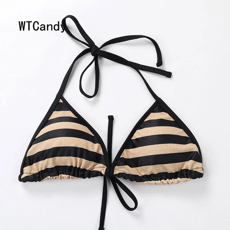WTCandy 2019 Sexy Micro Bikini Bandage Swimsuit Beach Biquini Print Striped Swimwear Women Bandeau Bathing Suit New Swim Wear |
