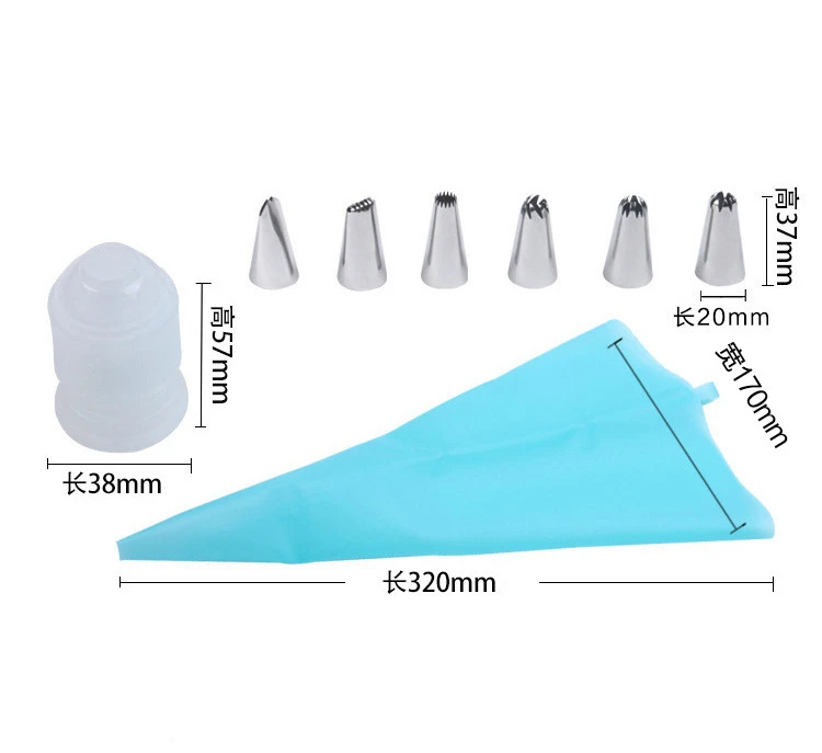 8 шт./компл. силиконовый кондитерский мешок для айсинга и крема + 6 насадок из