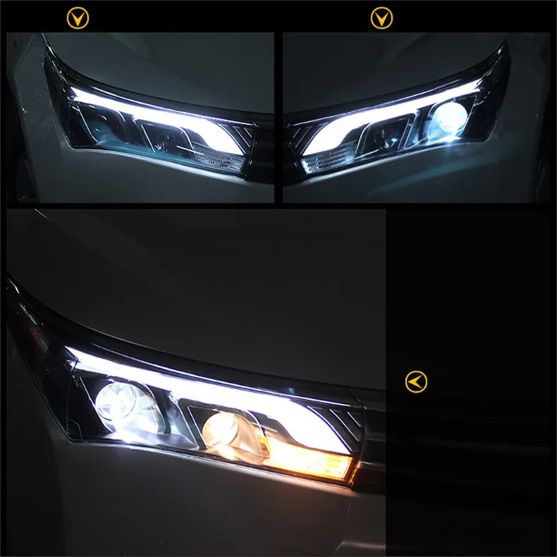Ownsun светодиодный орлиный глаз DRLs HID Биксеноновая линза проектора фара для Toyota Corolla