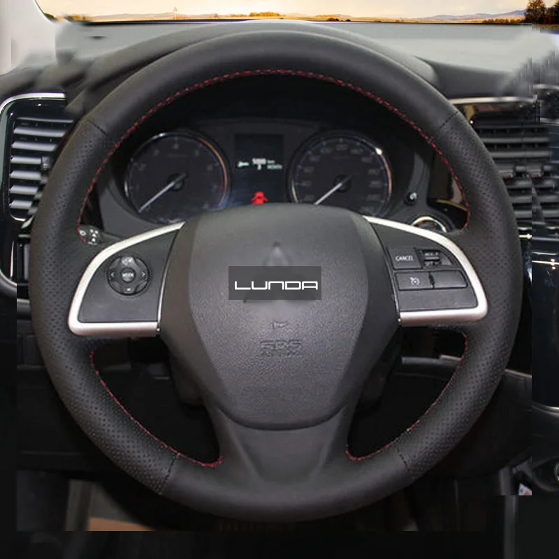 LUNDA кожаный оплётка рулевого колеса автомобиля для Mitsubishi Outlander 2013 2014 Mirage ASX L200 на