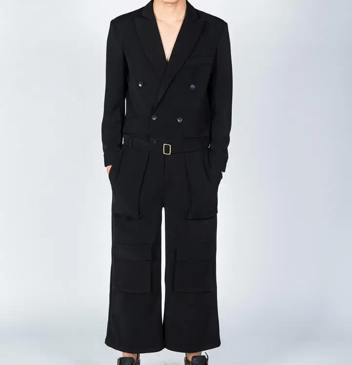 

M-4XL HOT / Spring Male New Fashion Nine pants catwalk pants overalls loose jumpsuit