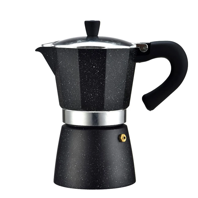 Черный Домашняя кофеварка, кофейник Mocha, эспрессо, латте, плита, фильтр Moka, Кофеварка, кофейник для кухни, 240 мл, черный, красный - Цвет: Черный