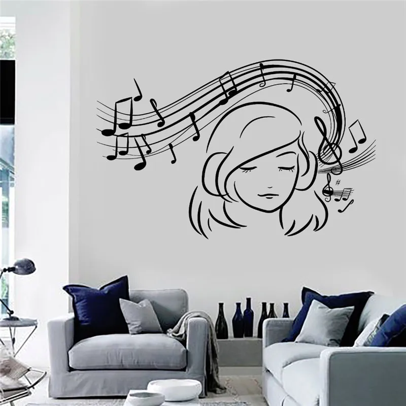 

Для девочек-подростков виниловые наклейки на стены музыкальные ноты музыка декоративные наклейки домашний декор для девочек Спальня Съемн...