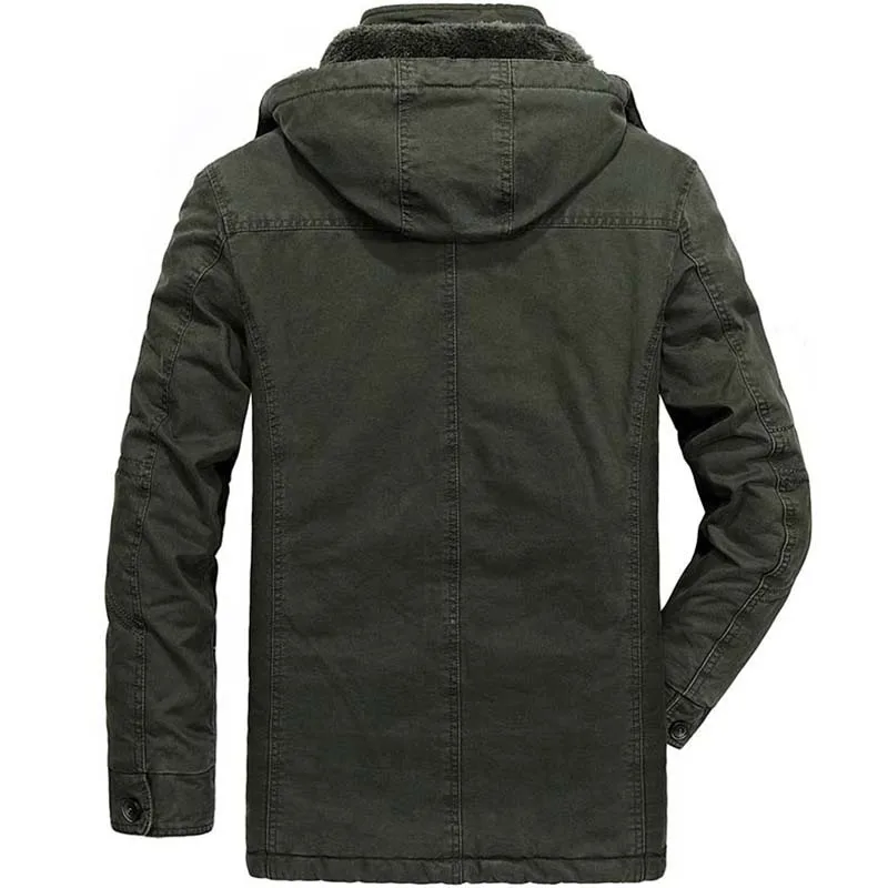 Plus Size 8XL Warm Winter Coat Hooded Men Fleece Jacket Velvet Parka Stand Collar Windbreaker OUTWEAR Military Casual Clothes