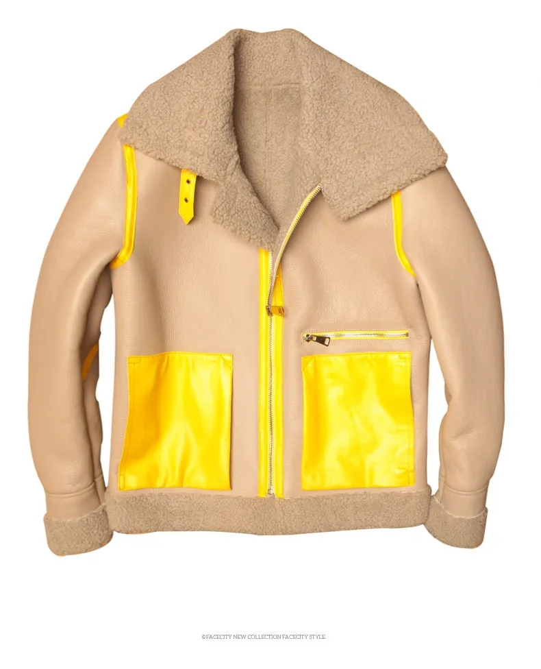 Пальто с мехом Для Мужчин's Shearling куртка B3 летная куртка короткой меховой кожаный жакет импортируется из шерсти из Австралии Для мужчин из овчей солнцезащитные очки-авиаторы