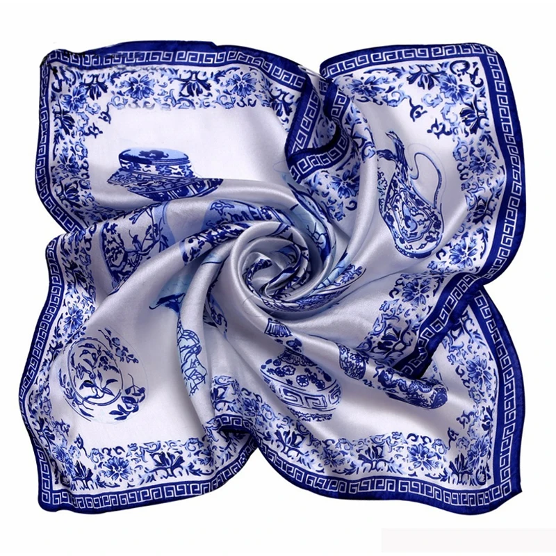 LING / фарфор печать площади шелковый шарф женский ladies scarf，женщина любимая