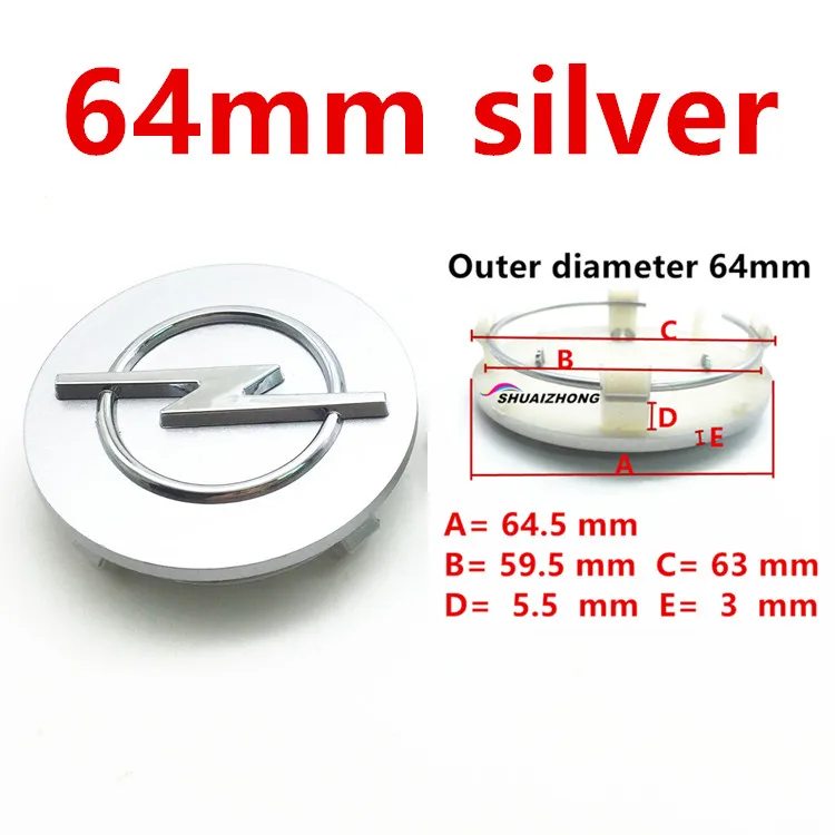 4pcs 64mm Silver 4 шт. 56 59 60 65 68 мм Opel Авто Стайлинг крышки обода Логотип колеса колпачки эмблема Центр Колпачки значок колеса центр ступицы крышка аксессуары - Цвет: 4pcs 64mm Silver