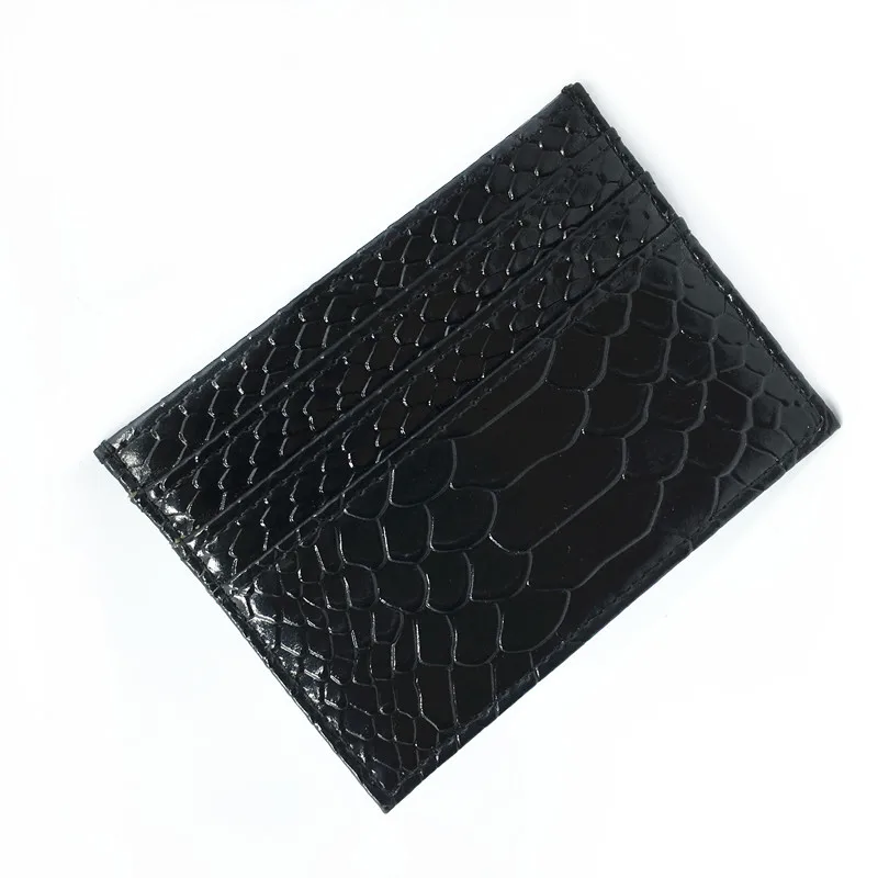 Тонкий кошелек для ID карт мужчин высокое качество черный под змеиную кожу