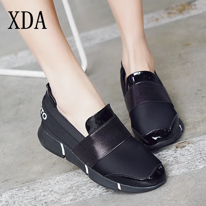 Туфли XDA женские без шнуровки повседневные Мягкие плотные Мокасины кроссовки для