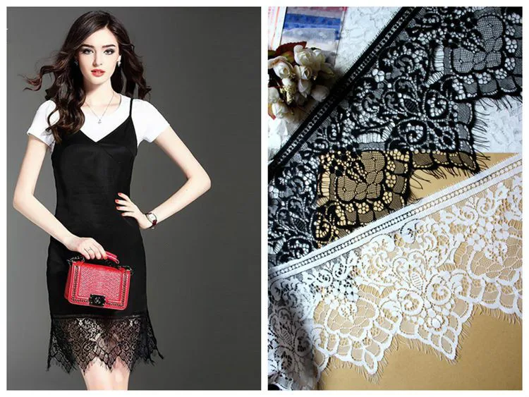 6 м/лот Высококачественная кружевная отделка для ресниц черная белая ткань