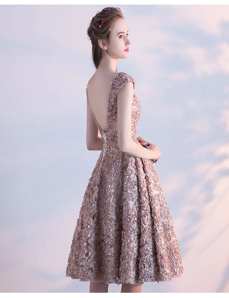 Платье для выпускного вечера es Vestidos De gala кружевное ТРАПЕЦИЕВИДНОЕ короткое