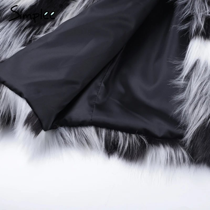 Simplee серый цвет смешивания пальто с искусственным мехом женские пушистые теплые - Фото №1