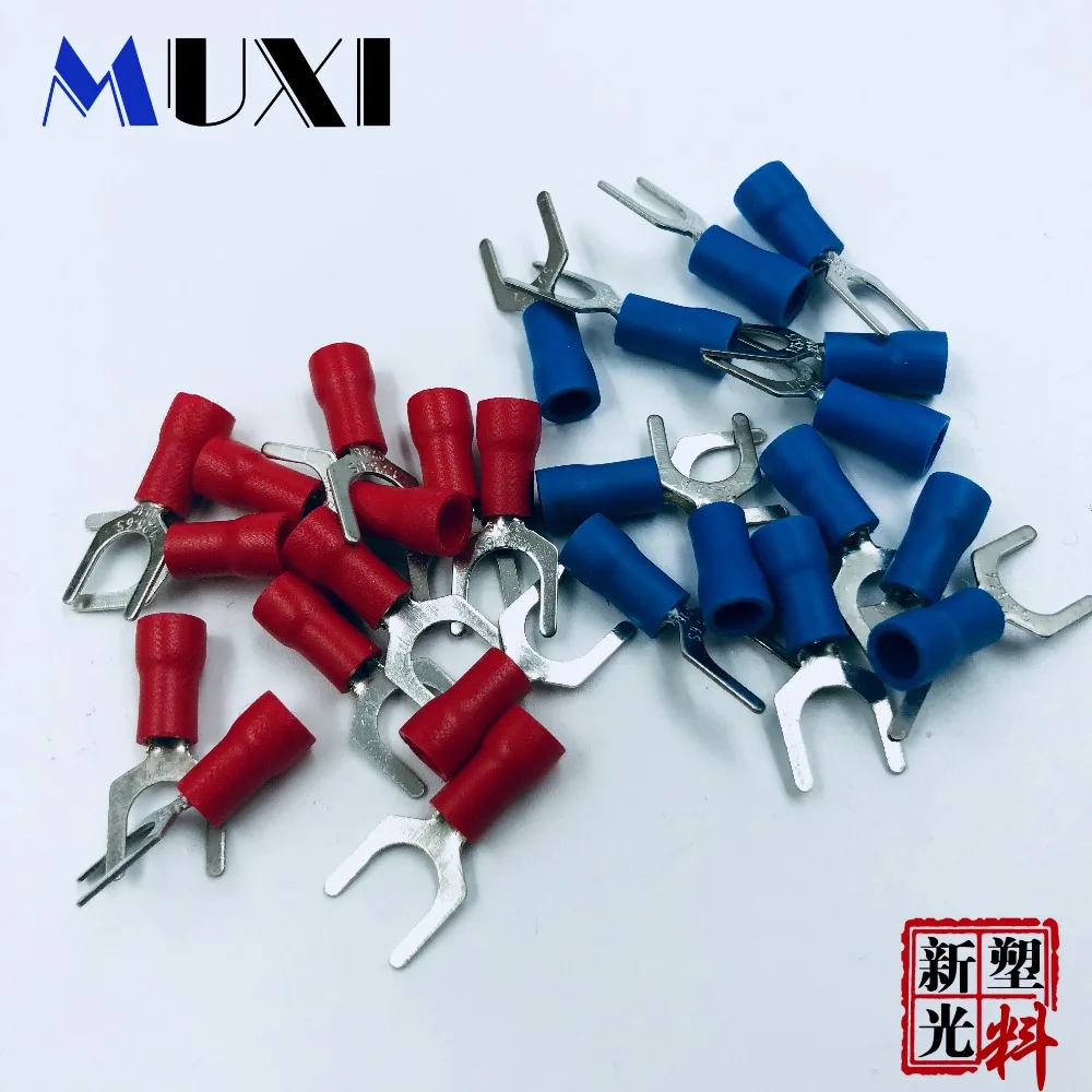 

SV1.25-3/4/5/6 Blue/Red Furcate Terminal Cable Wire Connector Insulated Wiring Terminals electrical Lug crimp terminal 100PCS