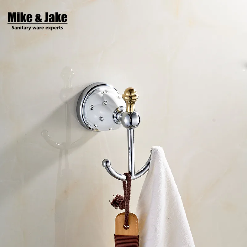 Новый дизайн Хромированный Керамический крючок для халата одежды твердая латунь