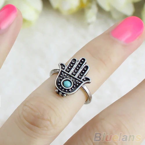 Женское серебряное кольцо Fatima Hamsa со сглаза для защиты|hand of fatima ring|silver womenring silver women