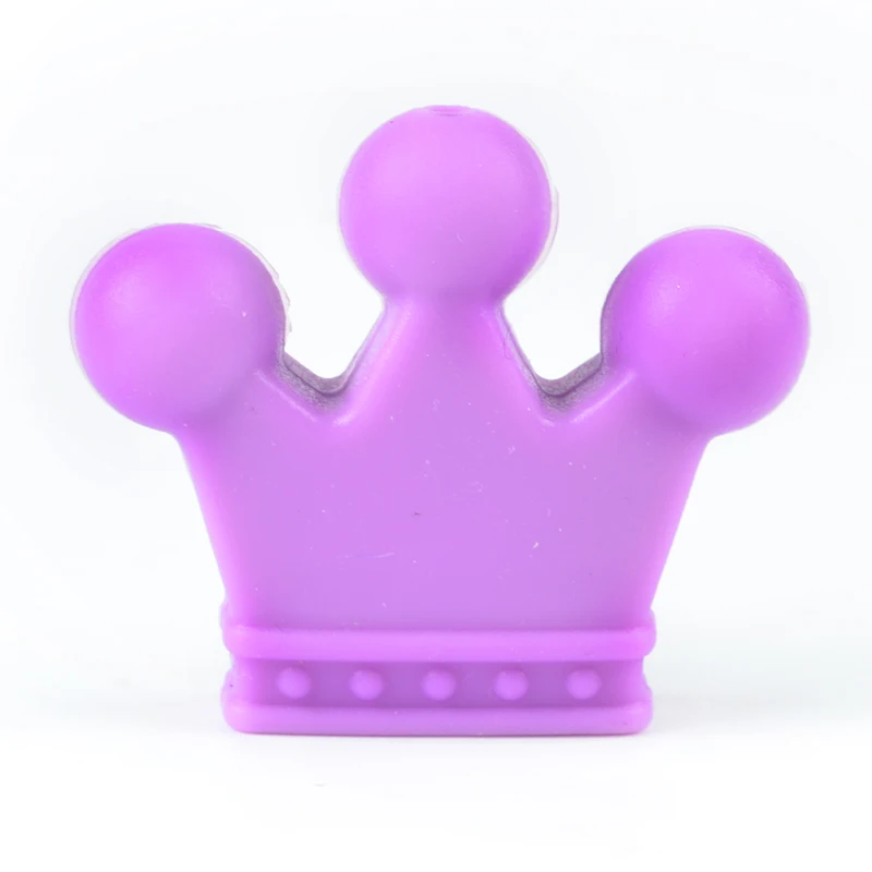 purple Силиконовые бусины в форме короны, 5 шт., Детские Прорезыватели, без бисфенола, силиконовые бусины для прорезывания зубов, детские жевательные прорезыватели, ожерелье, сделай сам, соски, клипсы, аксессуары - Цвет: purple