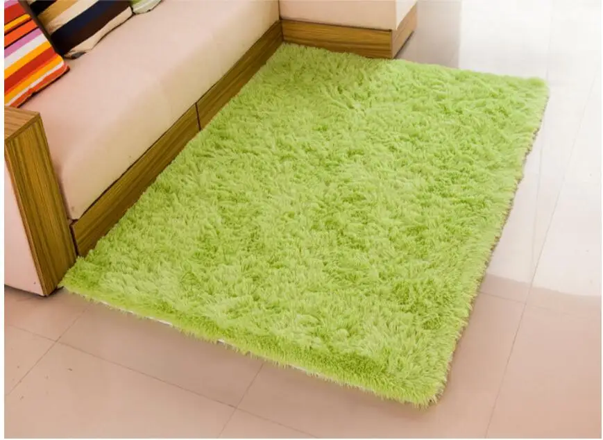 Soft Fluffy Shaggy Rectangle Carpet Floor Mat Living Room Decorative Blanket Area Rug Solid Color White Beige Pink Coffee Black