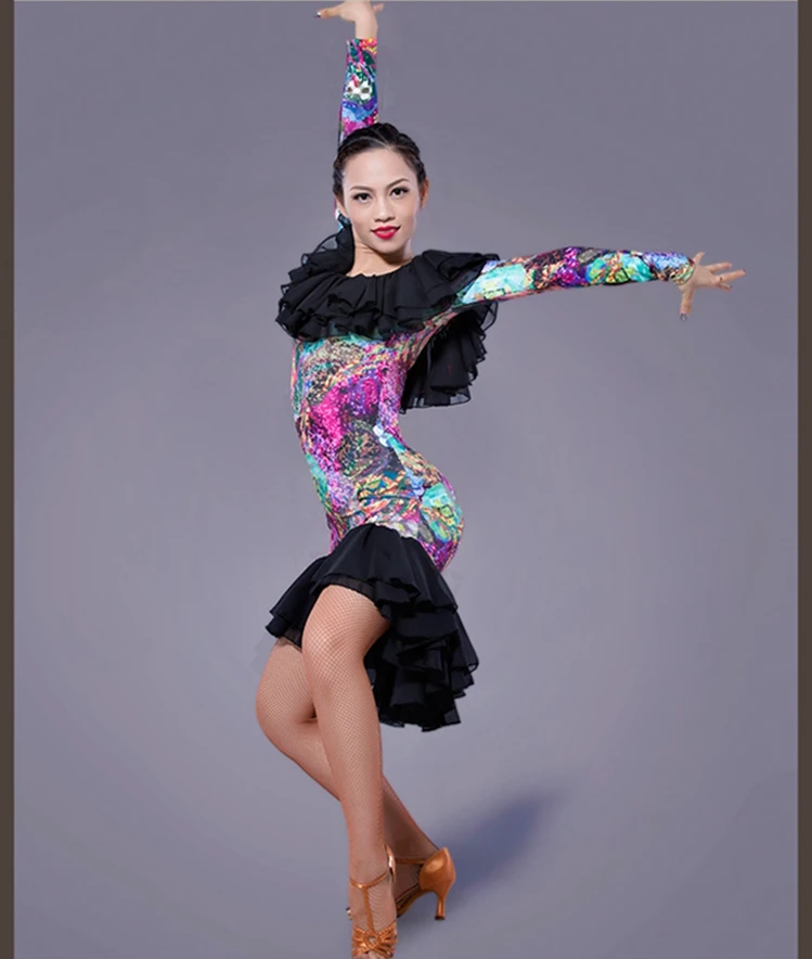 Latin Dance Dress Women Sexy Ballroom tango Shirts Skirt danskleding franjas roupas tanzrock latein Wear Costumes for Girl | Дом и сад