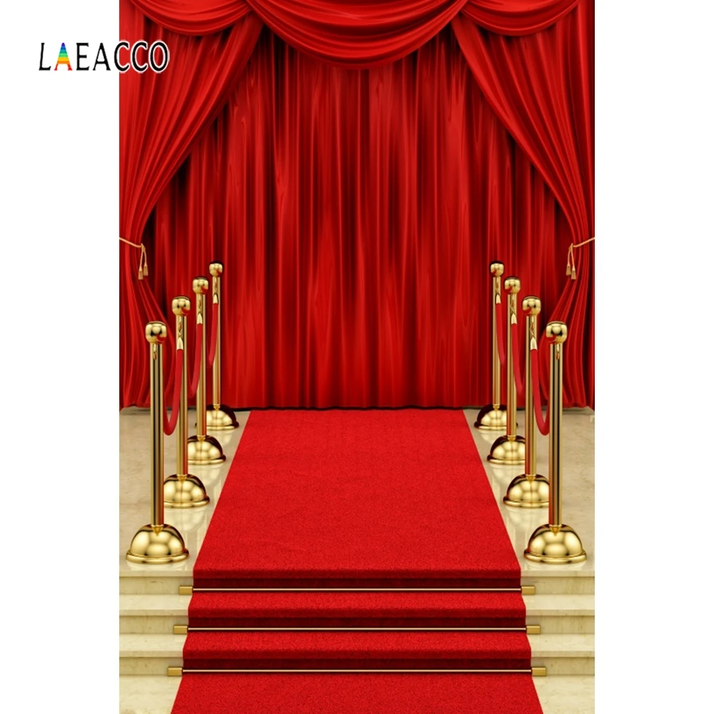 Laeacco Red Carpet Stage Star Light Backdrop Portrait Photography Backgrounds Customized Photographic Backdrops For Photo Studio |