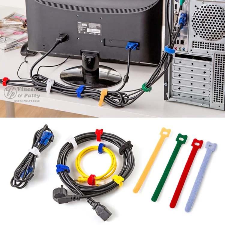 25 шт./лот организация для стола Милая кошка цветная петля кабельная стяжка 15 см