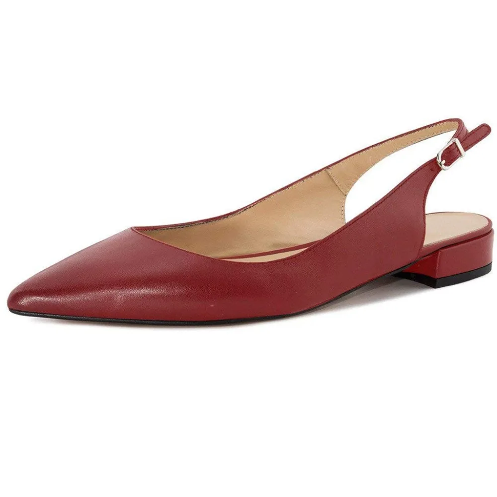 Dark Red LOVIRS/женские босоножки с ремешком на щиколотке с закрытым острым носком на низком каблуке; вечерние повседневные босоножки с пряжкой - Цвет: Dark Red